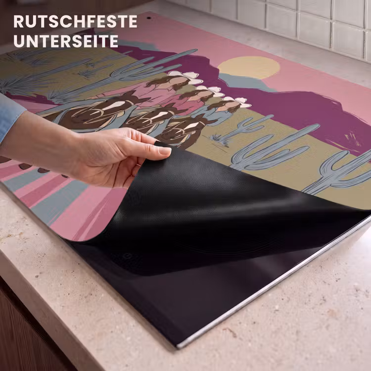 Mensen - Paard - Woestijn - Abstract - Roze Inductie beschemer met haakjes klein -ky-onderkant-de