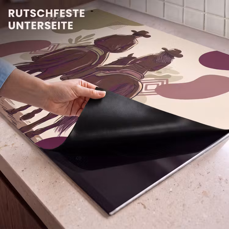 Mensen - Ruiters - Western - Illustratie - Bruin Inductie beschemer met haakjes klein -ky-onderkant-de