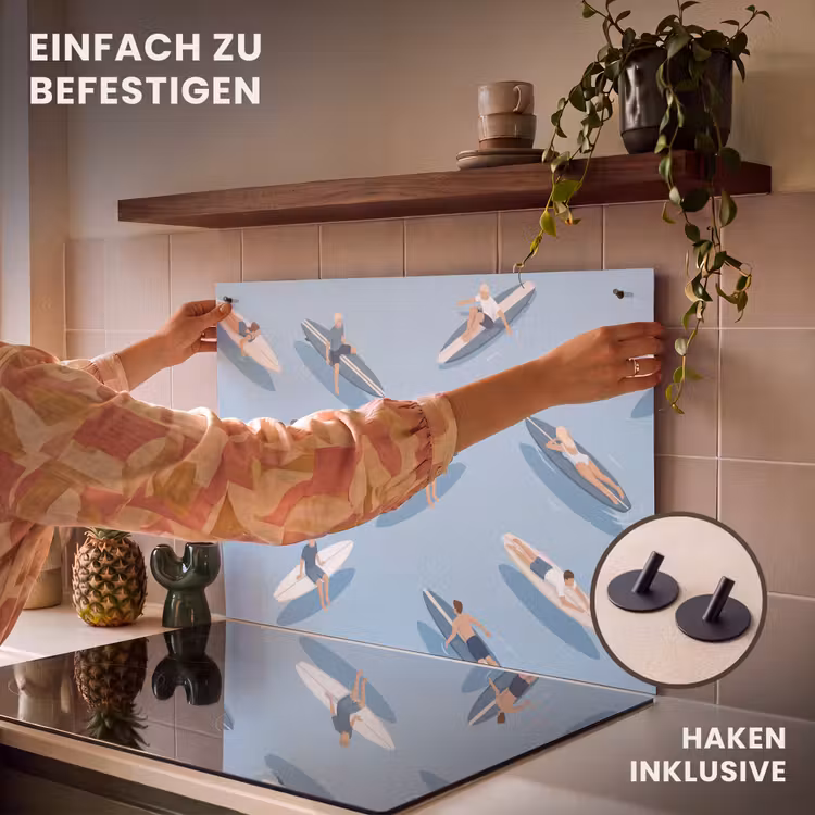 Mensen - Surfen - Water - Zomer - Illustratie Inductie beschemer met haakjes klein -ky-ophangen-de