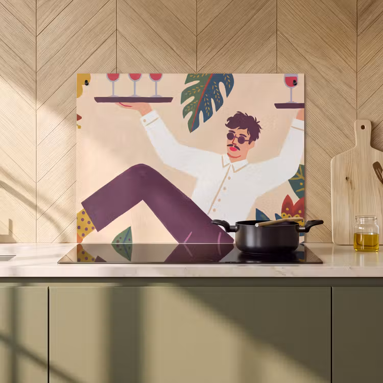 Mensen - Dienblad - Eten - Modern - Kleurrijk Inductie beschemer met haakjes klein -sfeer2