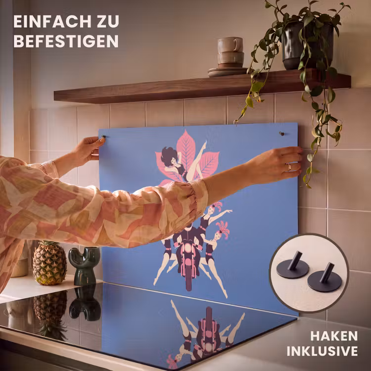 Mensen - Dans - Motor - Retro - Roze Inductie beschemer met haakjes klein -ky-ophangen-de