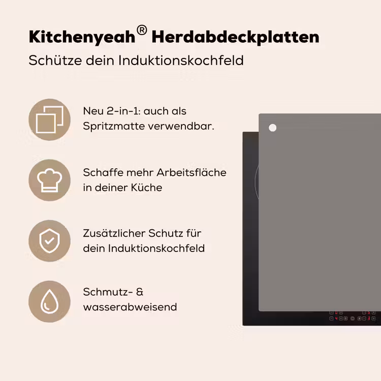 Mineral - Grey - Grijs Inductie beschemer met haakjes klein 777 -ky-usp-de