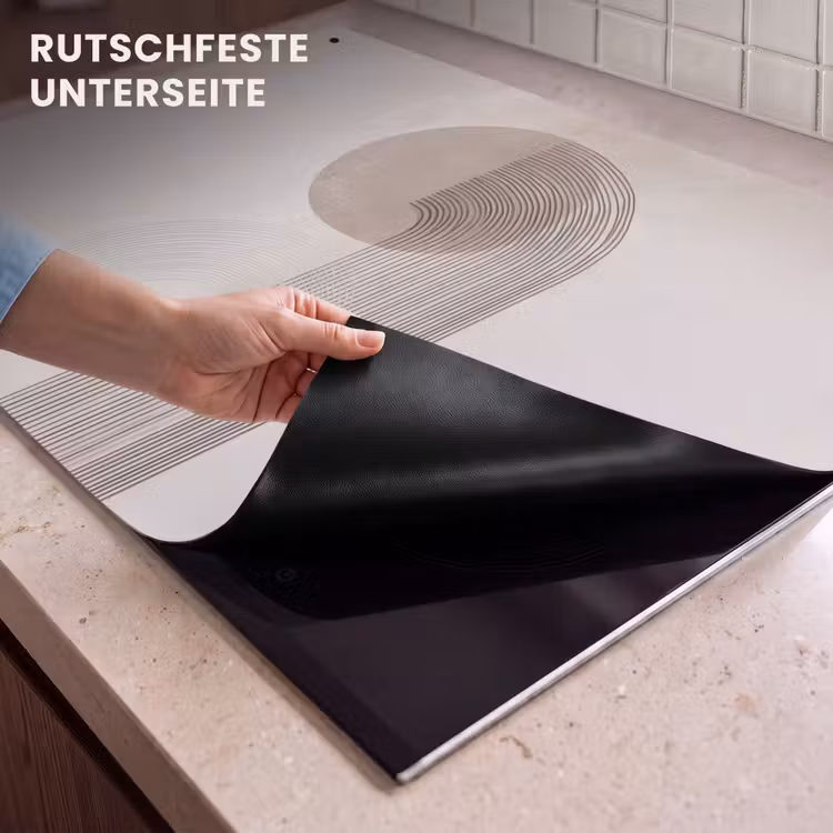 2-in-1 Herdabdeckplatte & Spritzschutz - Minimalistisch - Kreis - Hellgrau - Minimalistisch - Cirkel - Lichtgrijs Inductie beschemer met haakjes klein
