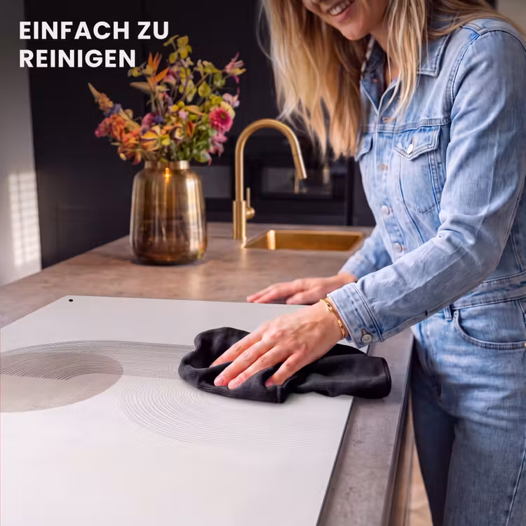 2-in-1 Herdabdeckplatte & Spritzschutz - Minimalistisch - Kreis - Hellgrau - Minimalistisch - Cirkel - Lichtgrijs Inductie beschemer met haakjes klein