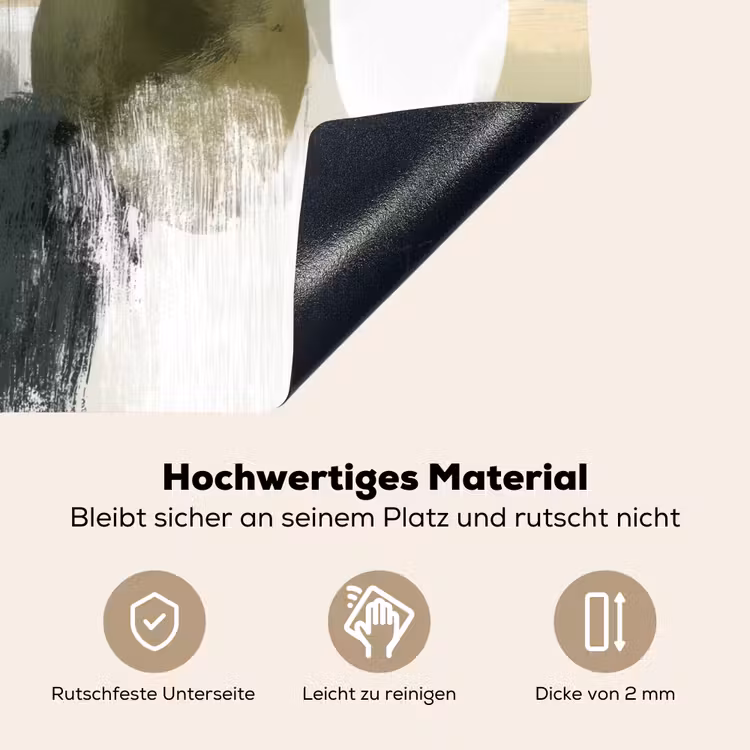 Minimalistisch - Cirkels - Penseelstreken - Beige Inductie beschemer met haakjes klein -ky-onderkant-de