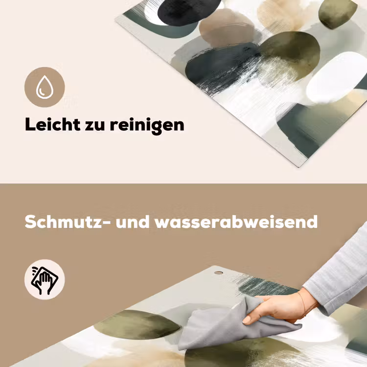 Minimalistisch - Cirkels - Penseelstreken - Beige Inductie beschemer met haakjes klein -ky-schoon-de