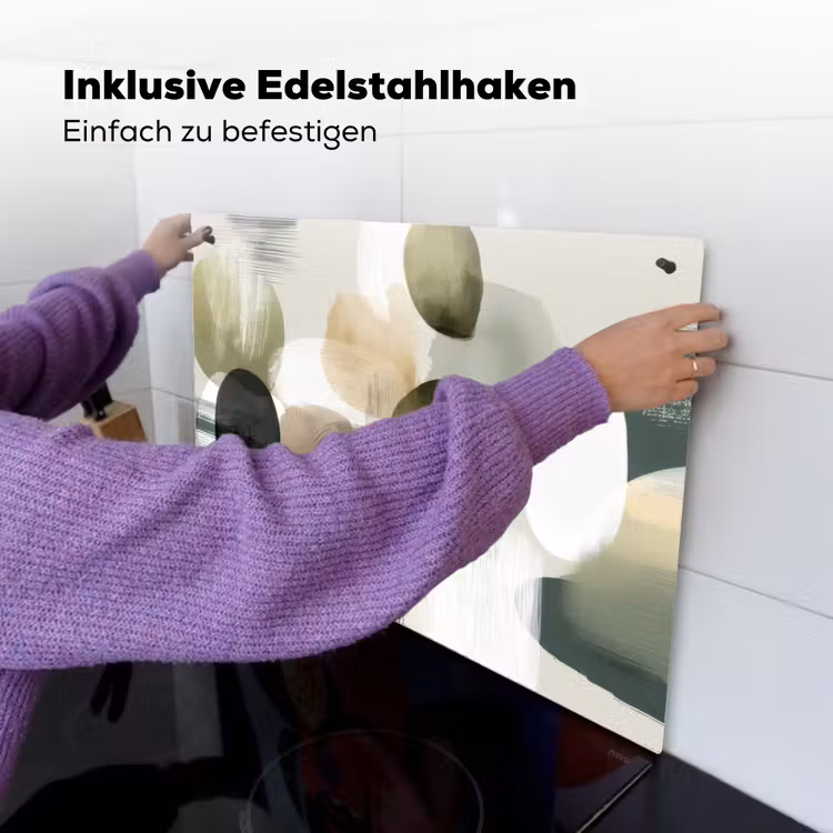Minimalistisch - Cirkels - Penseelstreken - Beige Inductie beschemer met haakjes klein -ky-ophangen-de