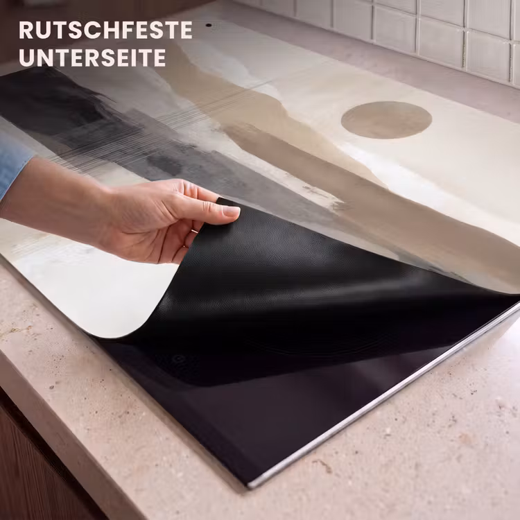 2-in-1 Herdabdeckplatte & Spritzschutz - Minimalistisch - Landschaft - Dimension - Minimalistisch - Landschap - Dimensie Inductie beschemer met haakjes klein