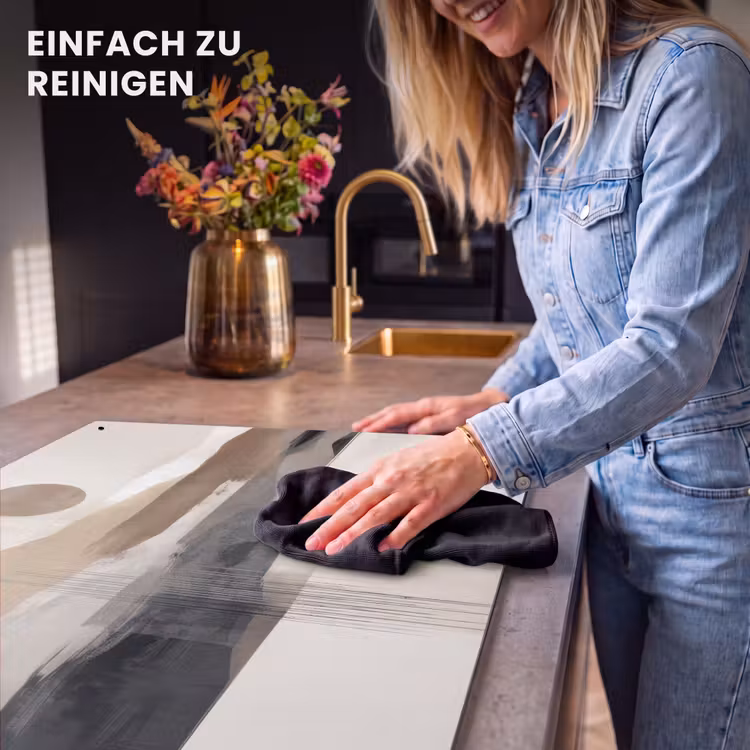 2-in-1 Herdabdeckplatte & Spritzschutz - Minimalistisch - Landschaft - Dimension - Minimalistisch - Landschap - Dimensie Inductie beschemer met haakjes klein