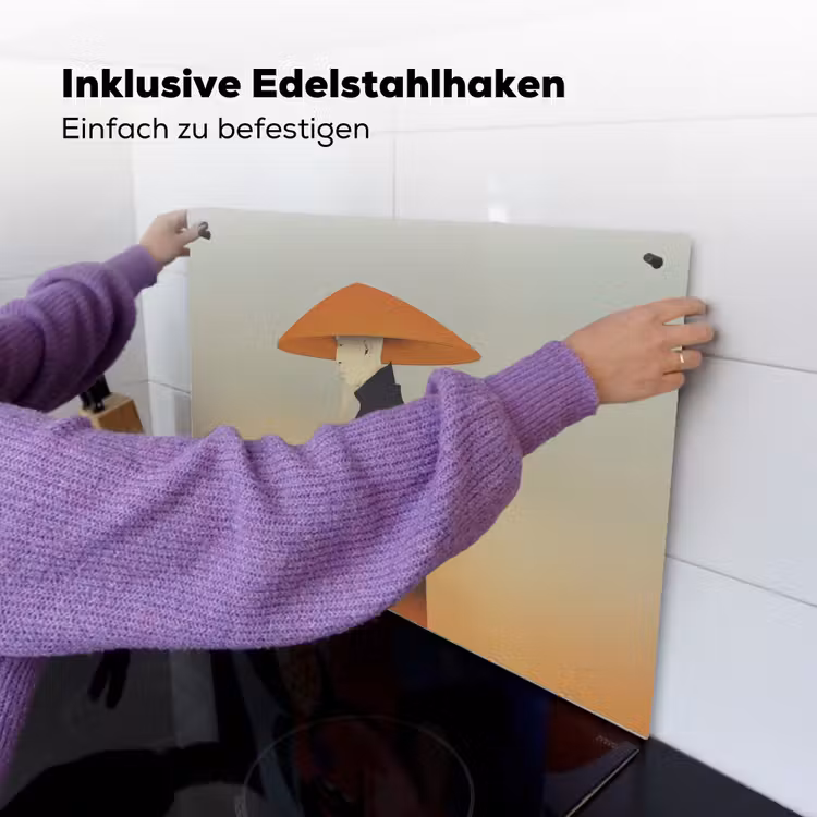 Minimalistisch - Silhouet - Oranje Inductie beschemer met haakjes klein -ky-ophangen-de