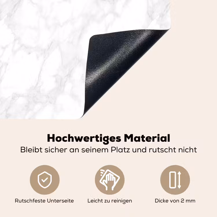 Minimalistisch - Wit - Grijze aders Inductie beschemer met haakjes klein 777 -ky-onderkant-de