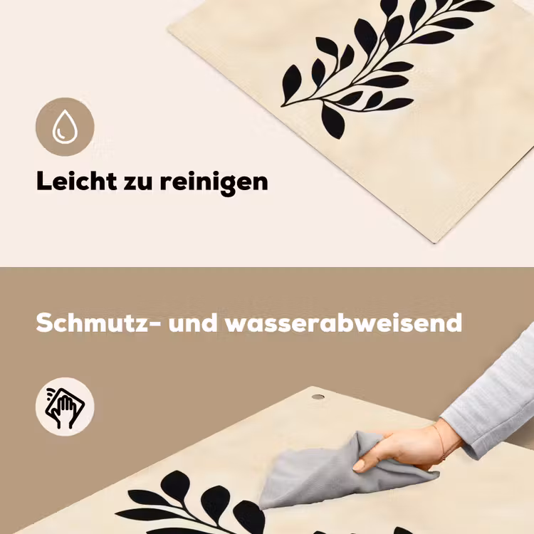 2-in-1 Herdabdeckplatte & Spritzschutz - Minimalistisch - Zweig - Blätter - Schwarz - Minimalistisch - Tak - Bladeren - Zwart Inductie beschemer met haakjes klein