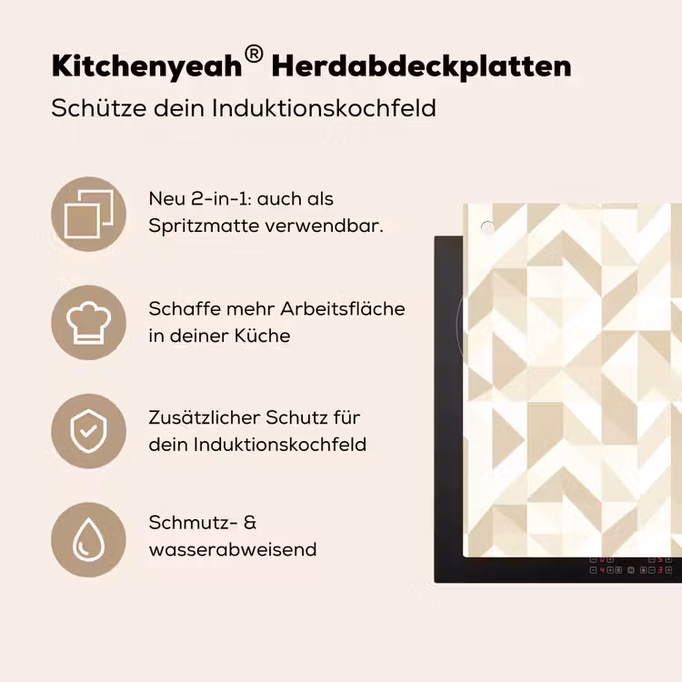 Modern - Abstract - Beige Inductie beschemer met haakjes klein 777 -ky-usp-de