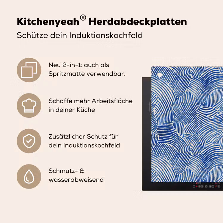 Modern - Abstract - Blauw Inductie beschemer met haakjes klein 777 -ky-usp-de