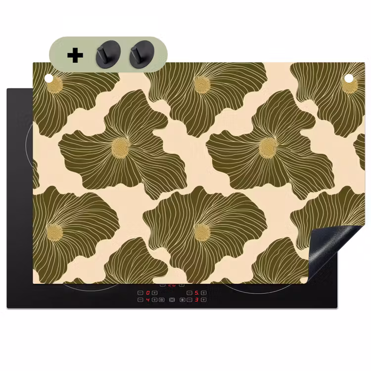 Modern - Abstract - Groen Inductie beschemer met haakjes klein 777 -3d