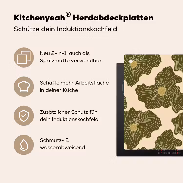 Modern - Abstract - Groen Inductie beschemer met haakjes klein 777 -ky-usp-de