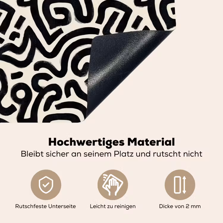 Modern - Abstract - Zwart Inductie beschemer met haakjes klein 777 -ky-onderkant-de