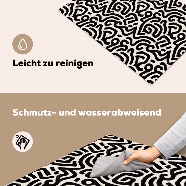 Modern - Abstract - Zwart Inductie beschemer met haakjes klein 777 -ky-schoon-de