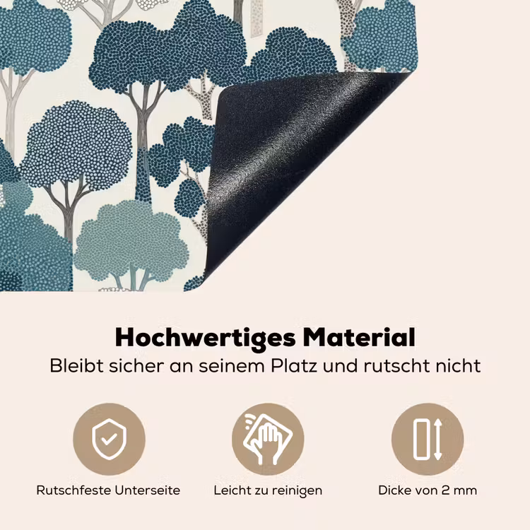 Modern - Bomen - Bos - Patroon - Blauw Inductie beschemer met haakjes klein 777 -ky-onderkant-de