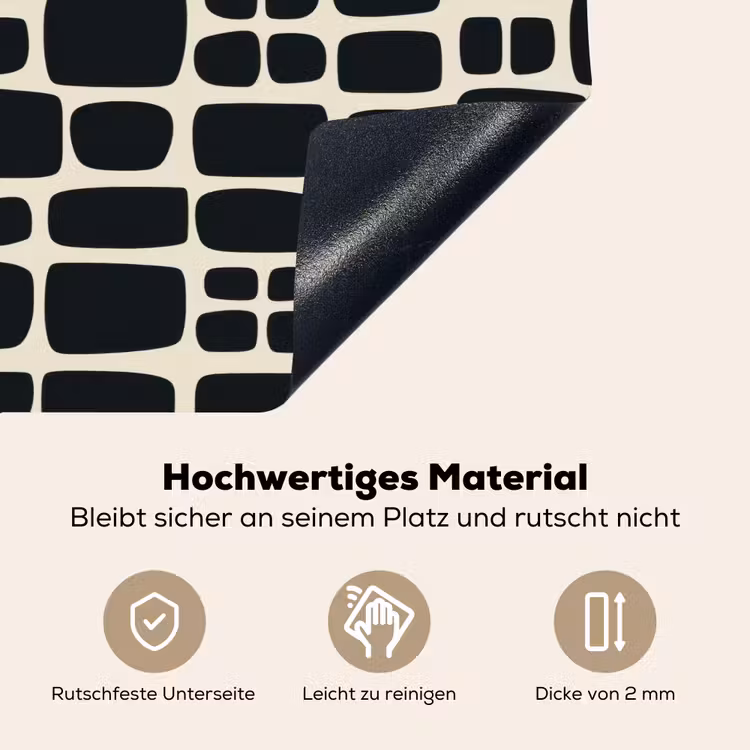 Modern - Organisch - Zwart Inductie beschemer met haakjes klein 777 -ky-onderkant-de