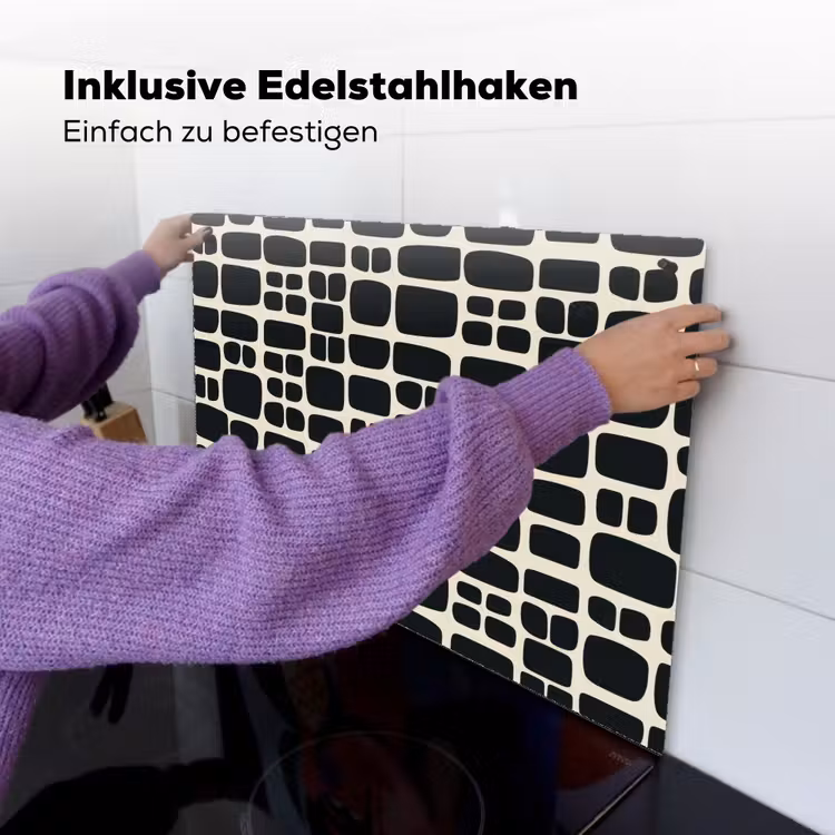 Modern - Organisch - Zwart Inductie beschemer met haakjes klein 777 -ky-ophangen-de