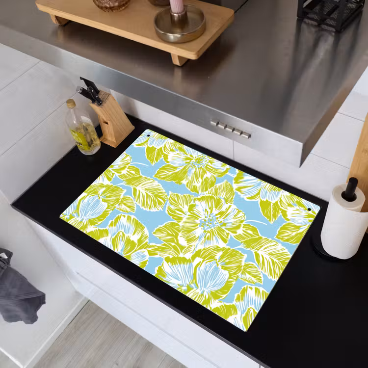 Modern - Bloemen - Groen Inductie beschemer met haakjes klein 777 -sfeer1