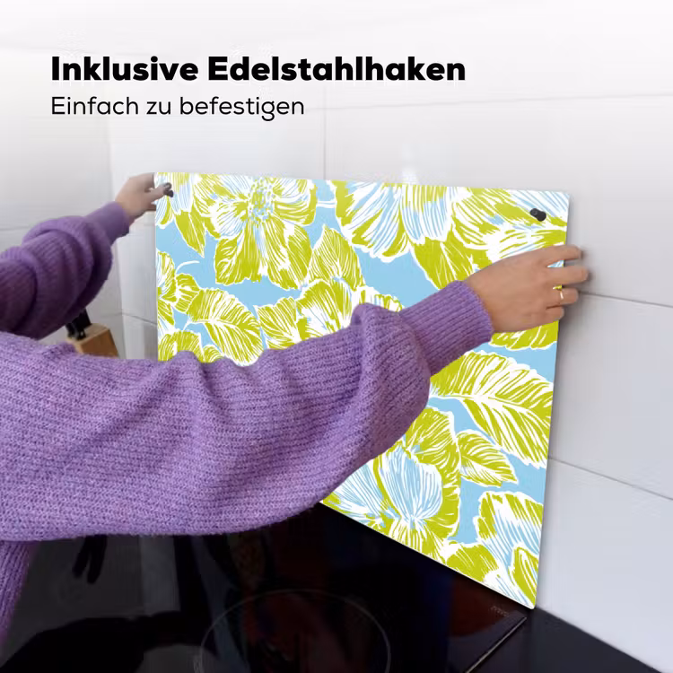 Modern - Bloemen - Groen Inductie beschemer met haakjes klein 777 -ky-ophangen-de