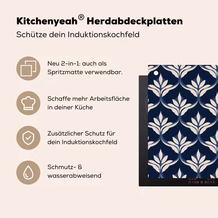 Modern - Ontwerp - Blauw Inductie beschemer met haakjes klein 777 -ky-usp-de