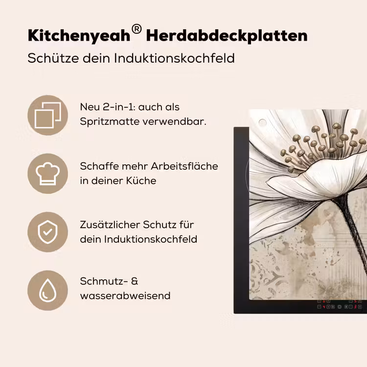 Modern - Design - Wit Inductie beschemer met haakjes klein -ky-usp-de