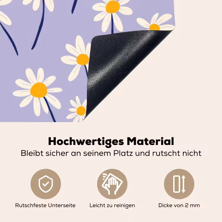 Modern - Madelief - Paars Inductie beschemer met haakjes klein 777 -ky-onderkant-de