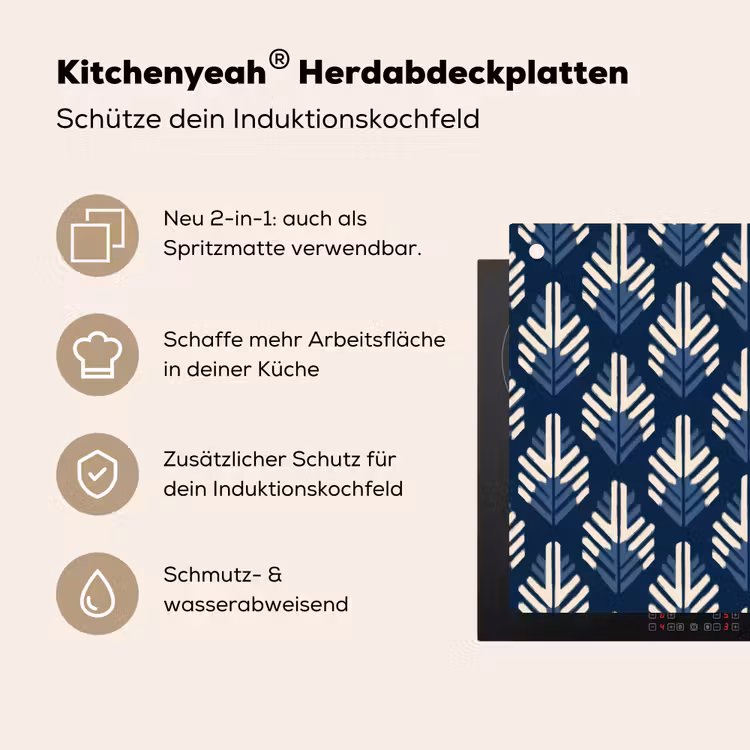 Modern - Patroon - Blauw Inductie beschemer met haakjes klein 777 -ky-usp-de