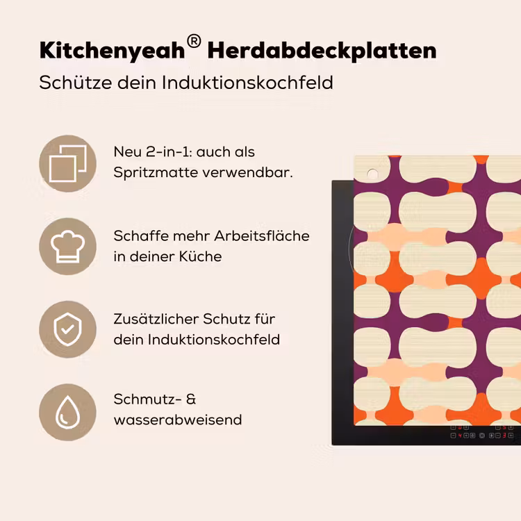 Modern - Patroon - Kleurrijk Inductie beschemer met haakjes klein 777 -ky-usp-de