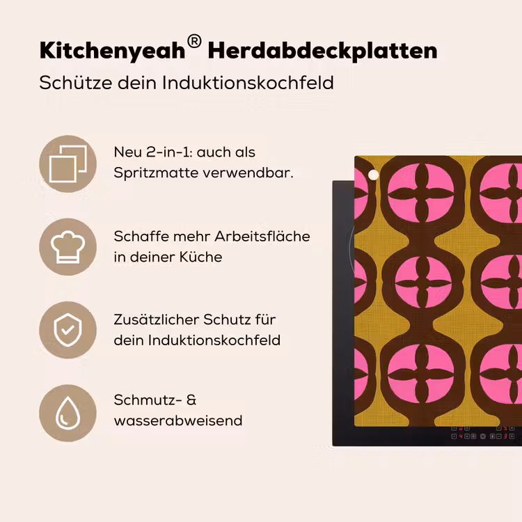 Modern - Patroon - Roze Inductie beschemer met haakjes klein 777 -ky-usp-de