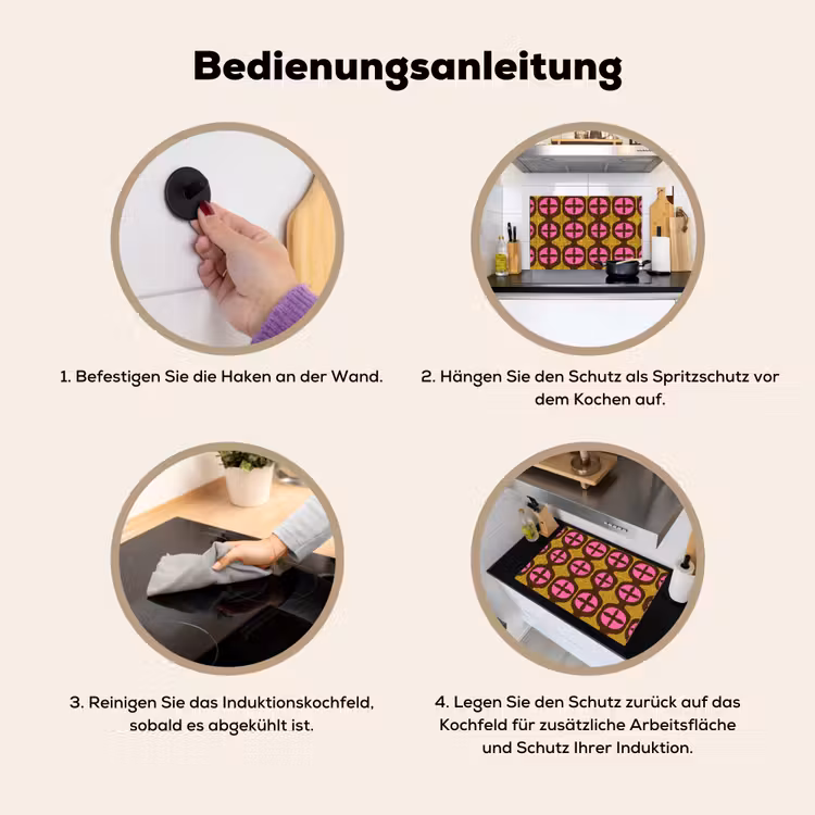 Modern - Patroon - Roze Inductie beschemer met haakjes klein 777 -ky-gebruik-de