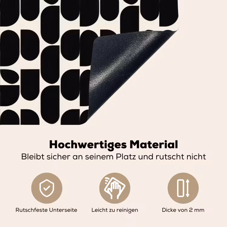 Modern - Patroon - Zwart Inductie beschemer met haakjes klein 777 -ky-onderkant-de