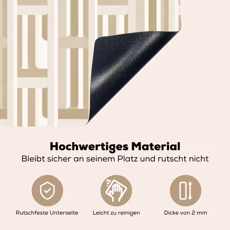 Modern - Geometrisch - Beige Inductie beschemer met haakjes klein 777 -ky-onderkant-de