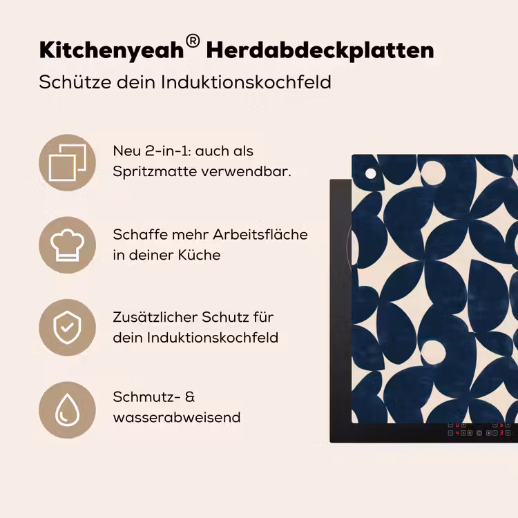 Modern - Geometrisch - Blauw Inductie beschemer met haakjes klein 777 -ky-usp-de