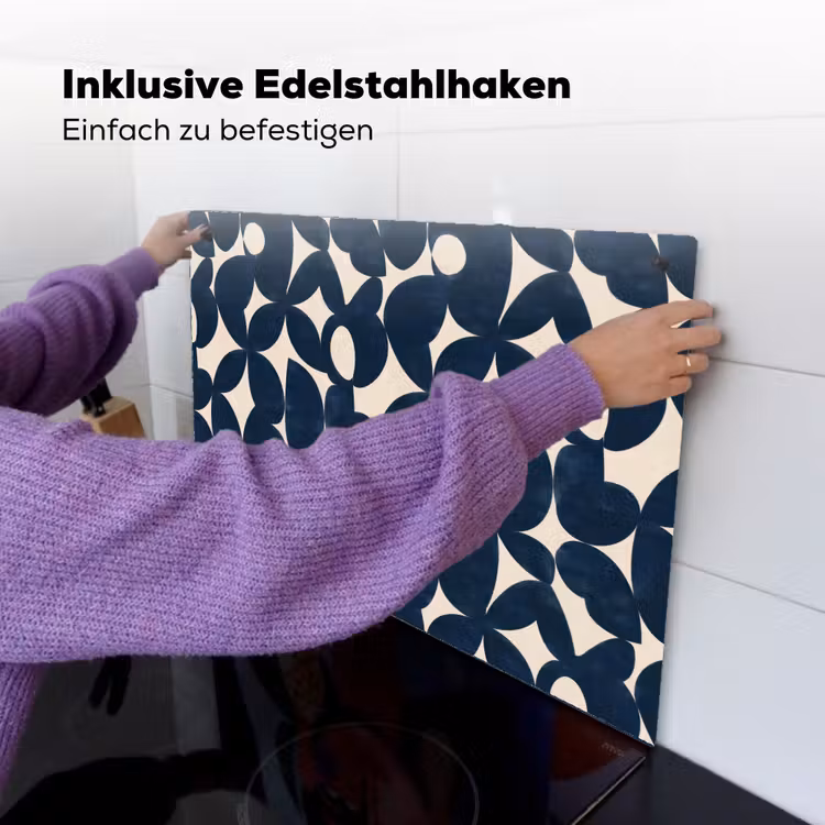 Modern - Geometrisch - Blauw Inductie beschemer met haakjes klein 777 -ky-ophangen-de