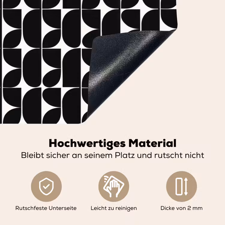 Modern - Geometrisch - Zwart Inductie beschemer met haakjes klein 777 -ky-onderkant-de