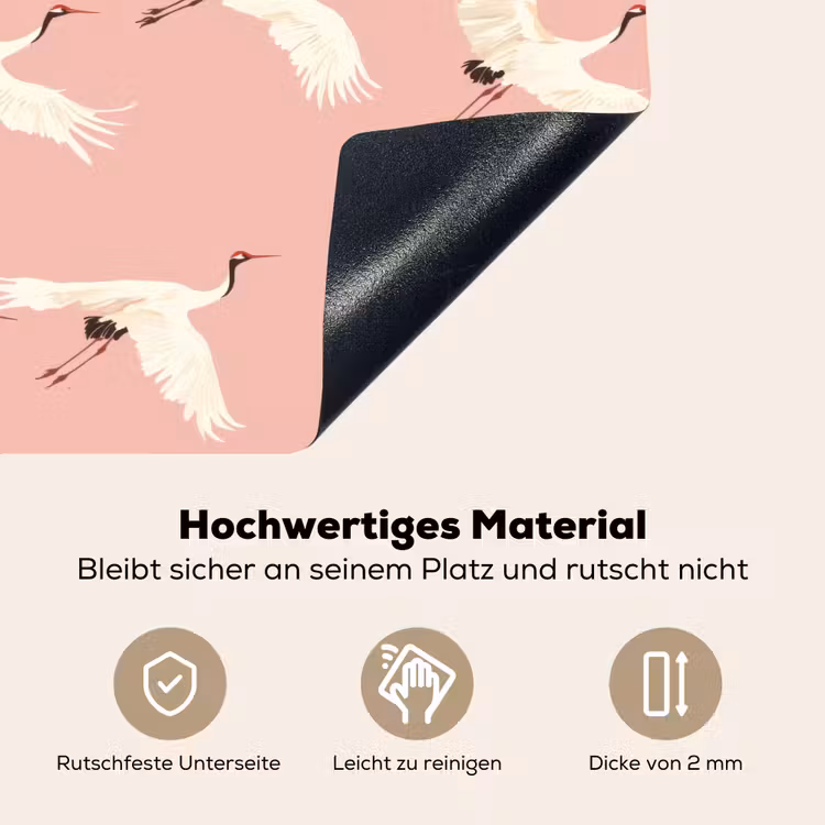 Modern - Kraanvogels - Roze Inductie beschemer met haakjes klein 777 -ky-onderkant-de