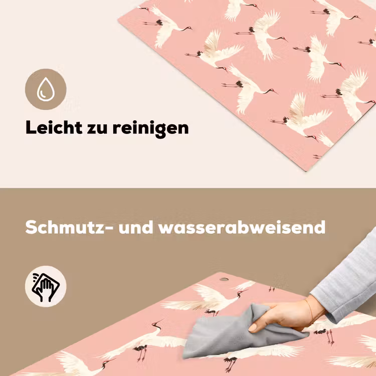 Modern - Kraanvogels - Roze Inductie beschemer met haakjes klein 777 -ky-schoon-de