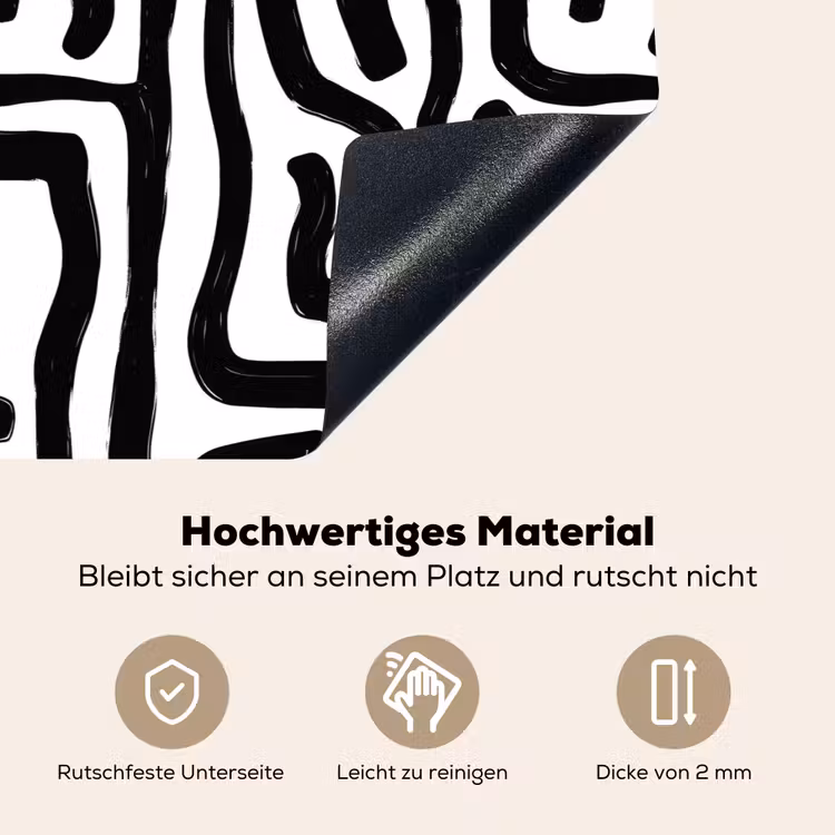 Modern - Lijnen - Zwart Inductie beschemer met haakjes klein 777 -ky-onderkant-de