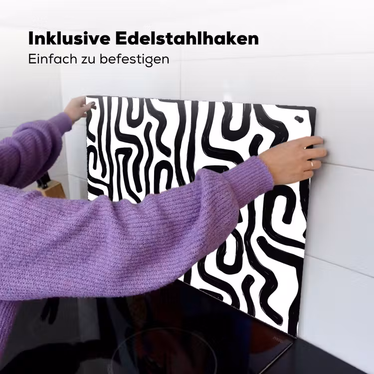 Modern - Lijnen - Zwart Inductie beschemer met haakjes klein 777 -ky-ophangen-de