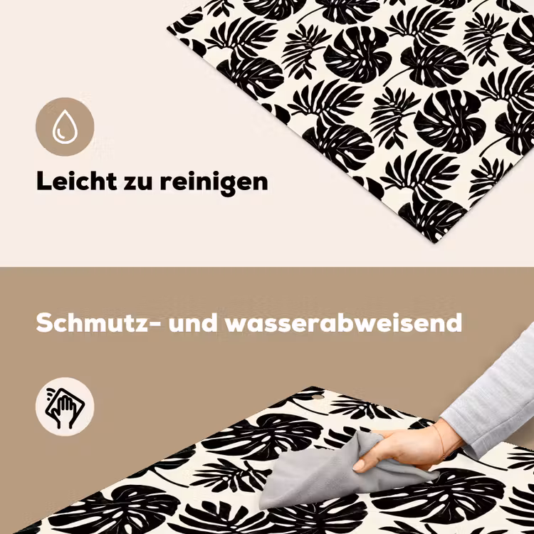 Modern - Monstera - Zwart Inductie beschemer met haakjes klein 777 -ky-schoon-de