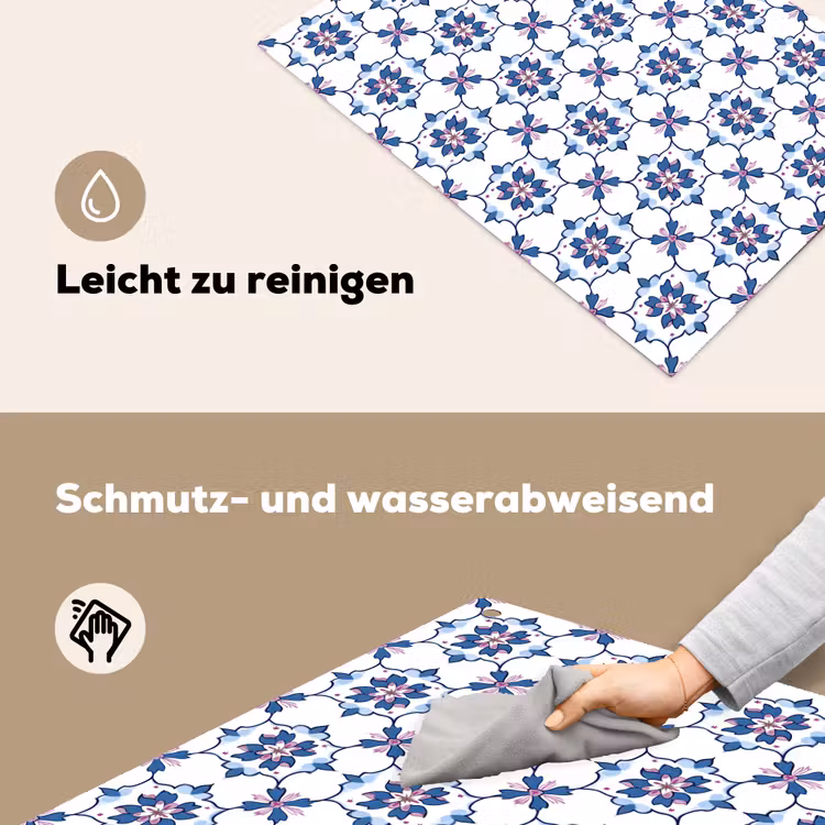Modern - Patroon - Blauw - Roze Inductie beschemer met haakjes klein 777 -ky-schoon-de