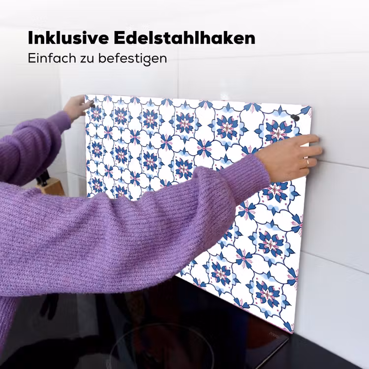 Modern - Patroon - Blauw - Roze Inductie beschemer met haakjes klein 777 -ky-ophangen-de