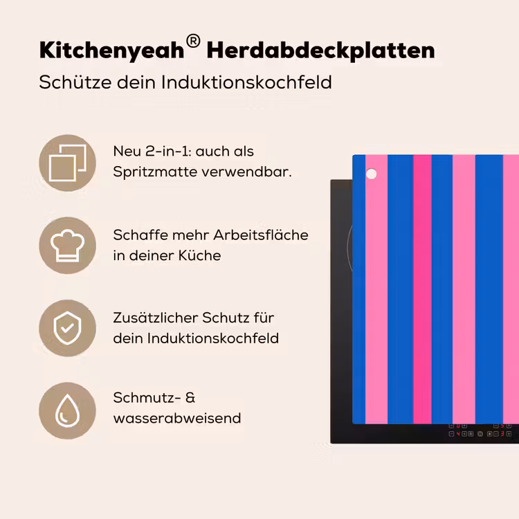Modern - Optisch - Roze Inductie beschemer met haakjes klein 777 -ky-usp-de