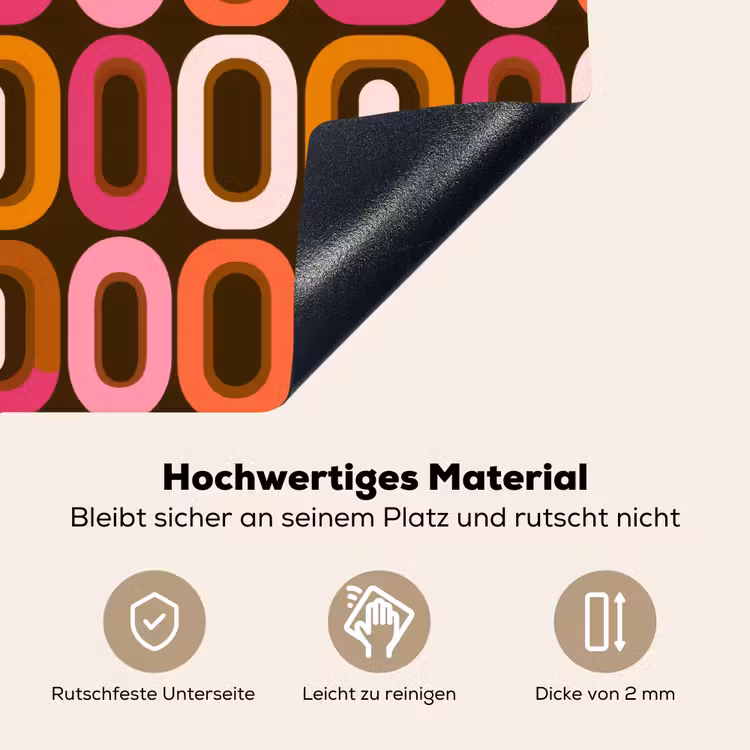 Modern - Retro - Kleurrijk Inductie beschemer met haakjes klein 777 -ky-onderkant-de