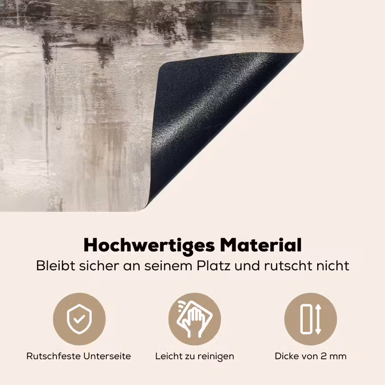 2-in-1 Herdabdeckplatte & Spritzschutz - Moderne Kunst - Abstrakt - Beige - Moderne kunst - Abstract - Beige Inductie beschemer met haakjes klein