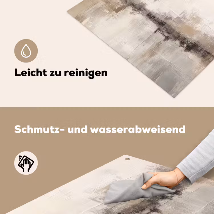 2-in-1 Herdabdeckplatte & Spritzschutz - Moderne Kunst - Abstrakt - Beige - Moderne kunst - Abstract - Beige Inductie beschemer met haakjes klein
